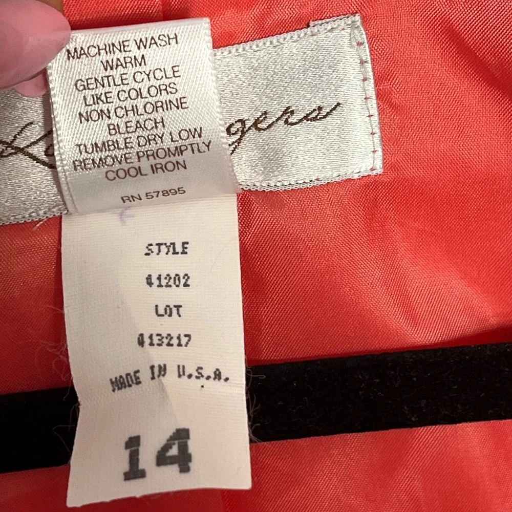 Kim Rogers Womens Coral Two Button‎ Blazer Jacket Size 14 Made in USA 41202